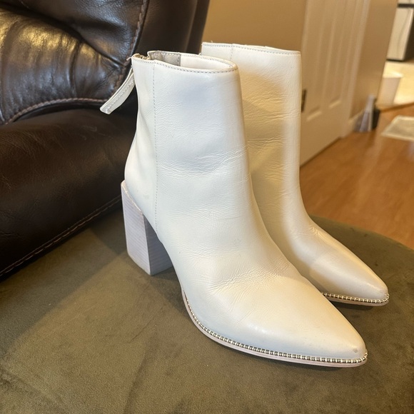 White Leather Ankle Boots - Picture 5 of 5